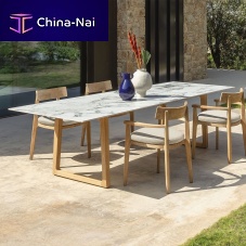 Contemporary dining table EVER lavasandstoneteak base