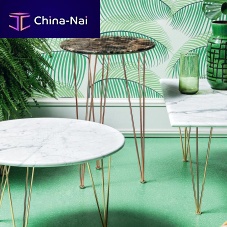 Contemporary side table FLAMINGO marblechrome steel basecopper base