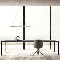 Contemporary dining table TENSE MATERIAL HERITAGEcompositewooden basesteel base