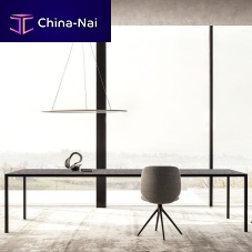 Contemporary dining table TENSE MATERIAL HERITAGEcompositewooden basesteel base