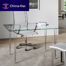 Contemporary table Marigoldtempered glasschromed metal baserectangular