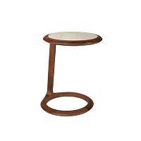 Contemporary side table Doppiolimestonewalnut baseround