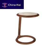 Contemporary side table Doppiolimestonewalnut baseround