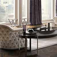 Contemporary side table Dont woodenchromed metal baseround