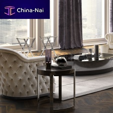 Contemporary side table Dont woodenchromed metal baseround