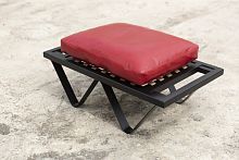 Contemporary bench Extra Petite Vaguemahoganyleatherlacquered steel