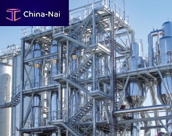 Falling film evaporator processfor the food industry