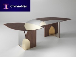 Contemporary table SELENEoakwalnutsteel