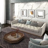 Contemporary sofa RENAISSANCEfabricgraywooden base
