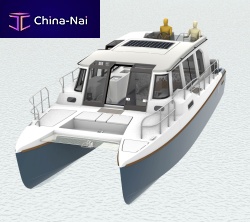 Catamaran cabin cruiser BB37outboardtwin-engineplaning hull