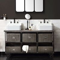 Double washbasin cabinet INDUSTRIALISfree-standingwoodenmetal
