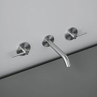 Double-handle washbasin mixer tap 21 10Vwall-mountedstainless steelbathroom