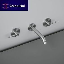 Double-handle washbasin mixer tap 21 10Vwall-mountedstainless steelbathroom