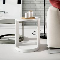 Contemporary side table Moonwoodenwooden baseround