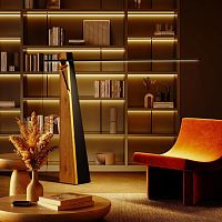 Floor-standing lamp ASTOLFO HTanodized aluminumpainted steeloak