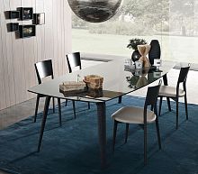 Contemporary table GRAMERCY wood veneerglasswood veneer base