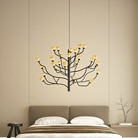 Contemporary chandelier Mokuren lacquered aluminumporcelaincandelabra