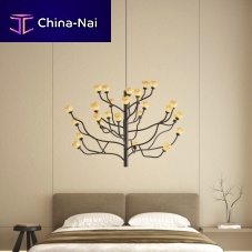 Contemporary chandelier Mokuren lacquered aluminumporcelaincandelabra