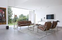 Contemporary sofa FABRICIUSleatherblack3-seater