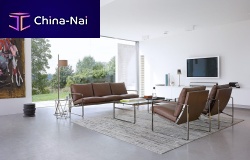 Contemporary sofa FABRICIUSleatherblack3-seater