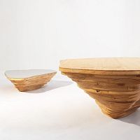 Organic design coffee table LIVINGISLANDwoodenmodularcommercial