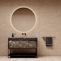 Free-standing washbasin cabinet NORDIC METALwalnutstainless steelmarble