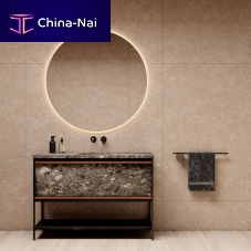 Free-standing washbasin cabinet NORDIC METALwalnutstainless steelmarble