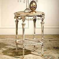 Classic side table RIALTOwoodenmarblewooden base