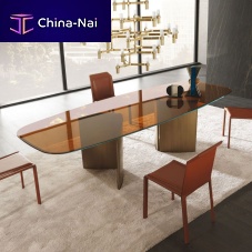 Contemporary table ALAmatte lacquered woodglassmarble