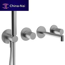 Double-handle shower mixer tap RWIT 3BD8 IS 01for bathtubwall-mountedsteel
