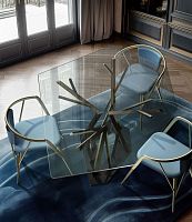 Organic design table ACROPORA glassmetalmetal base