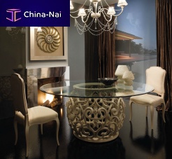 New Baroque design table MEDEAglassoval