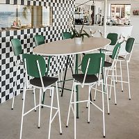 Contemporary high bar table LONG ARAPODEmetalovalfor restaurant