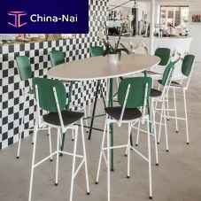 Contemporary high bar table LONG ARAPODEmetalovalfor restaurant
