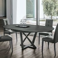 Contemporary table CRONOS 130lacquered MDFtempered glassporcelain stoneware