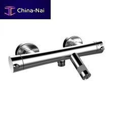 Double-handle shower mixer tap 47230470wall-mountedthermostaticchromed metal