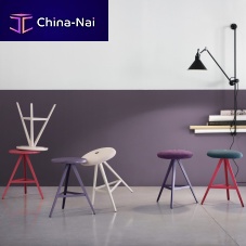 Contemporary stool AKY 0122-h47-METleatherfabricash