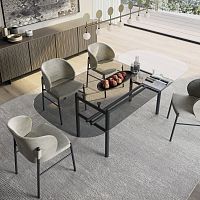 Contemporary dining table SUPERNOVAlacquered glassmetal baseoval