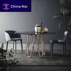 Contemporary table Meduse marblepainted metal baseround
