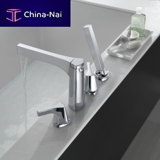 Double-handle shower mixer tap ZURA : T4774for bathtubdeck mountedchromed metal