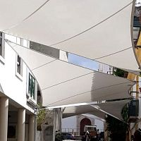Metal frame tensile structure STREETS IN ABRANTESfor entrance canopyfor shelterwith PVC membrane