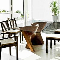Contemporary dining table WAVEwalnutsolid woodash