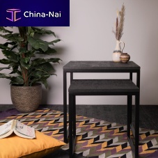 Contemporary coffee table BURNT WOOD LTECHwoodenmetal basesquare