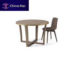 Contemporary table AN 304walnutwooden baseround