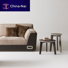 Contemporary side table Costa leatherwooden baseleather base