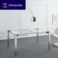 Contemporary table LIVINGSTONEmetalleatherchromed metal base