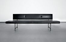 Contemporary upholstered bench FOSTER 510leatherwith backrestblack