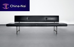 Contemporary upholstered bench FOSTER 510leatherwith backrestblack