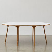 Contemporary table PH Circlelaminated woodnatural oaksolid wood base