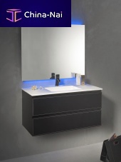Wall-hung washbasin cabinet LOFT & BATH 100 CMwoodencontemporarywith mirror